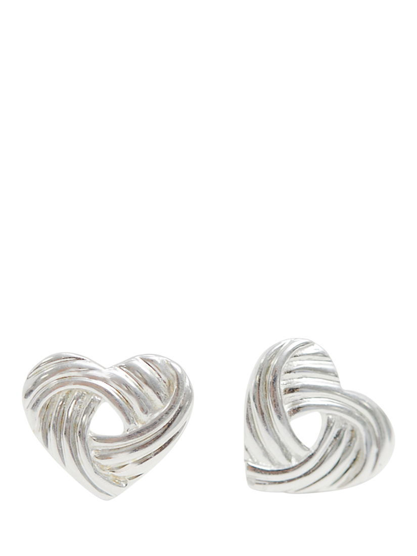 Product image 3 of 3, which shows Simply Silver Polished Knot Heart Stud Earrings, Silver