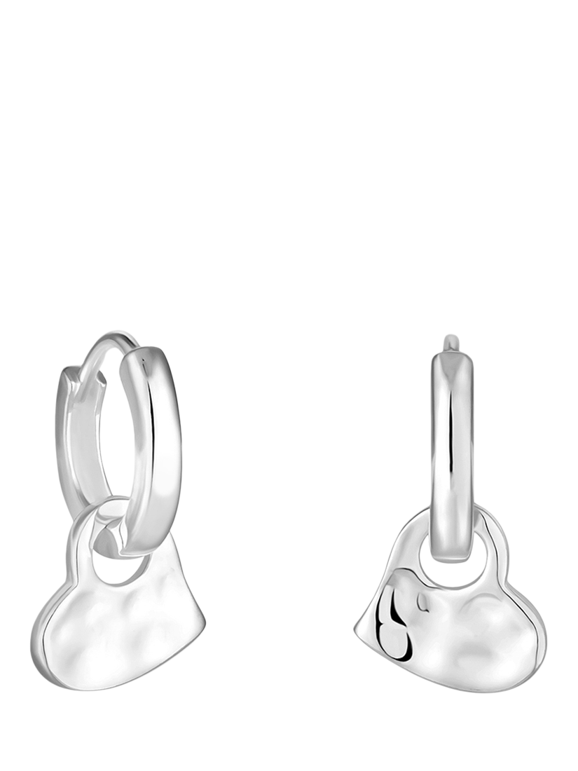 Product image 1 of 3, which shows Simply Silver Polished Molten Heart Drop Earrings, Silver