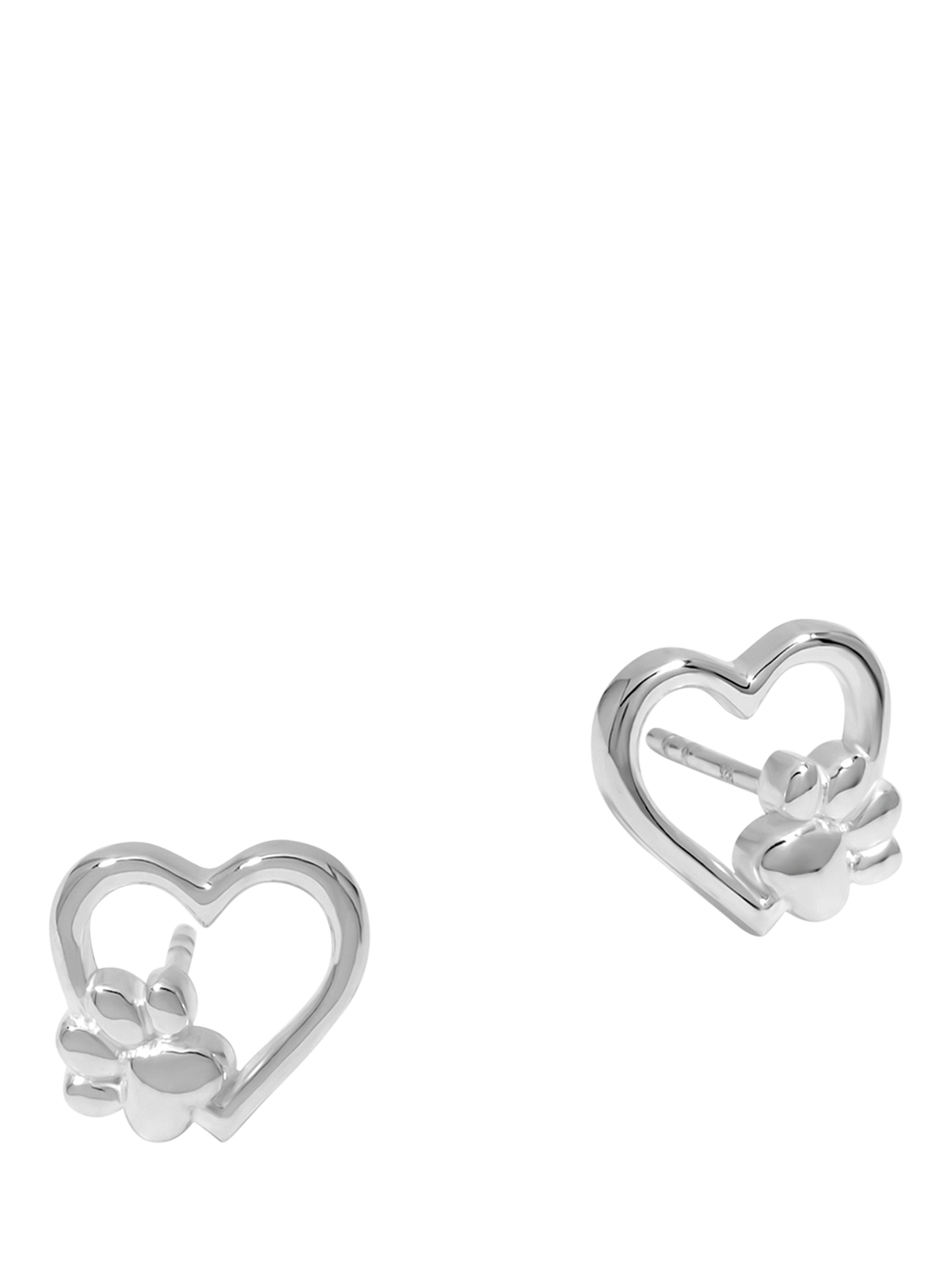 Product image 1 of 1, which shows Simply Silver Open Heart Polished Paw Earrings, Silver