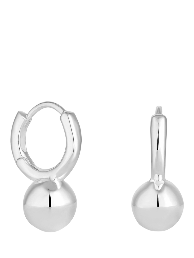 Product image 1 of 3, which shows Simply Silver Polished Orb Huggie Hoop Earrings, Silver
