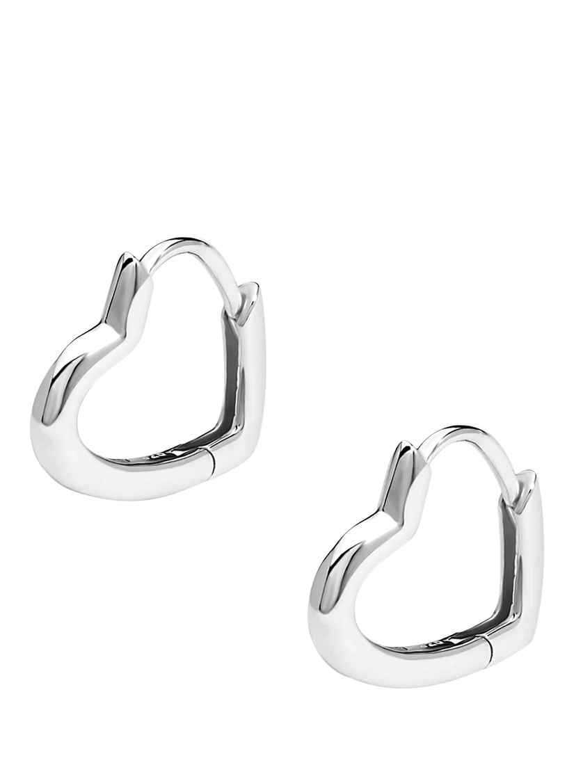 Simply Silver Sterling Silver 925 Polished Open Heart Huggie Hoop Earrings