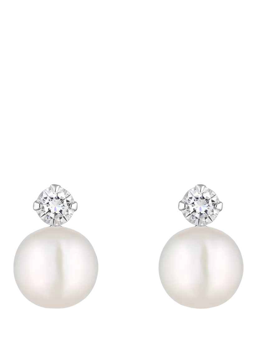 Simply Silver Pearl and Cubic Zirconia Stud Earrings, Silver