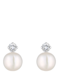 Simply Silver Pearl and Cubic Zirconia Stud Earrings, Silver