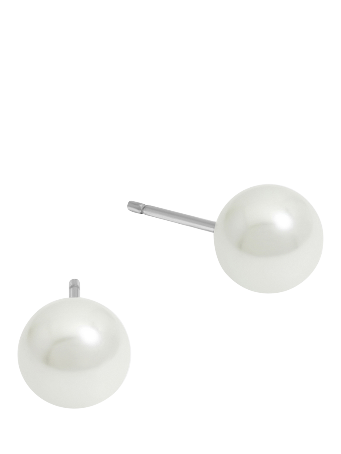 Product image 1 of 3, which shows Simply Silver 925 Pearl Stud 8mm Earrings, Silver