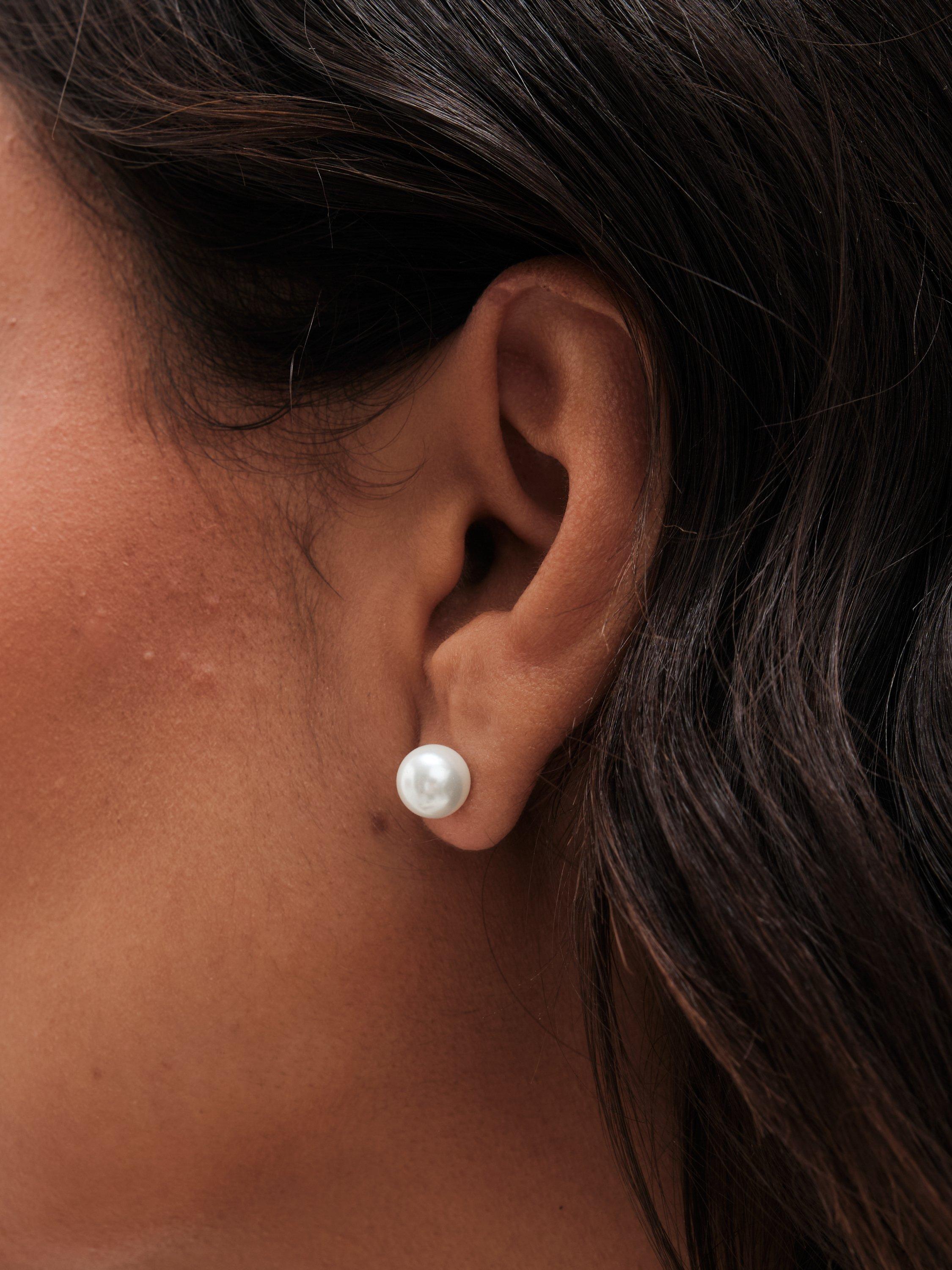 Simply Silver 925 Pearl Stud 8mm Earrings, Silver