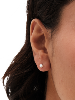 Simply Silver Pearl Stud Earrings, Silver - view 2, Silver