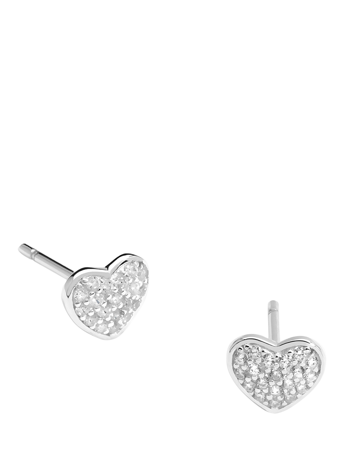 Product image 1 of 3, which shows Simply Silver Pave Heart Stud Earrings, Silver