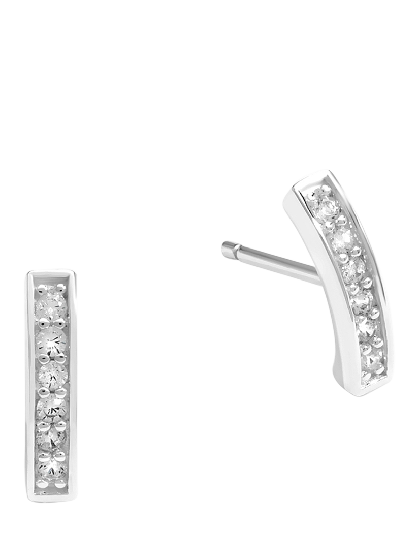 Product image 1 of 3, which shows Simply Silver Pave Stick Earrings, Silver