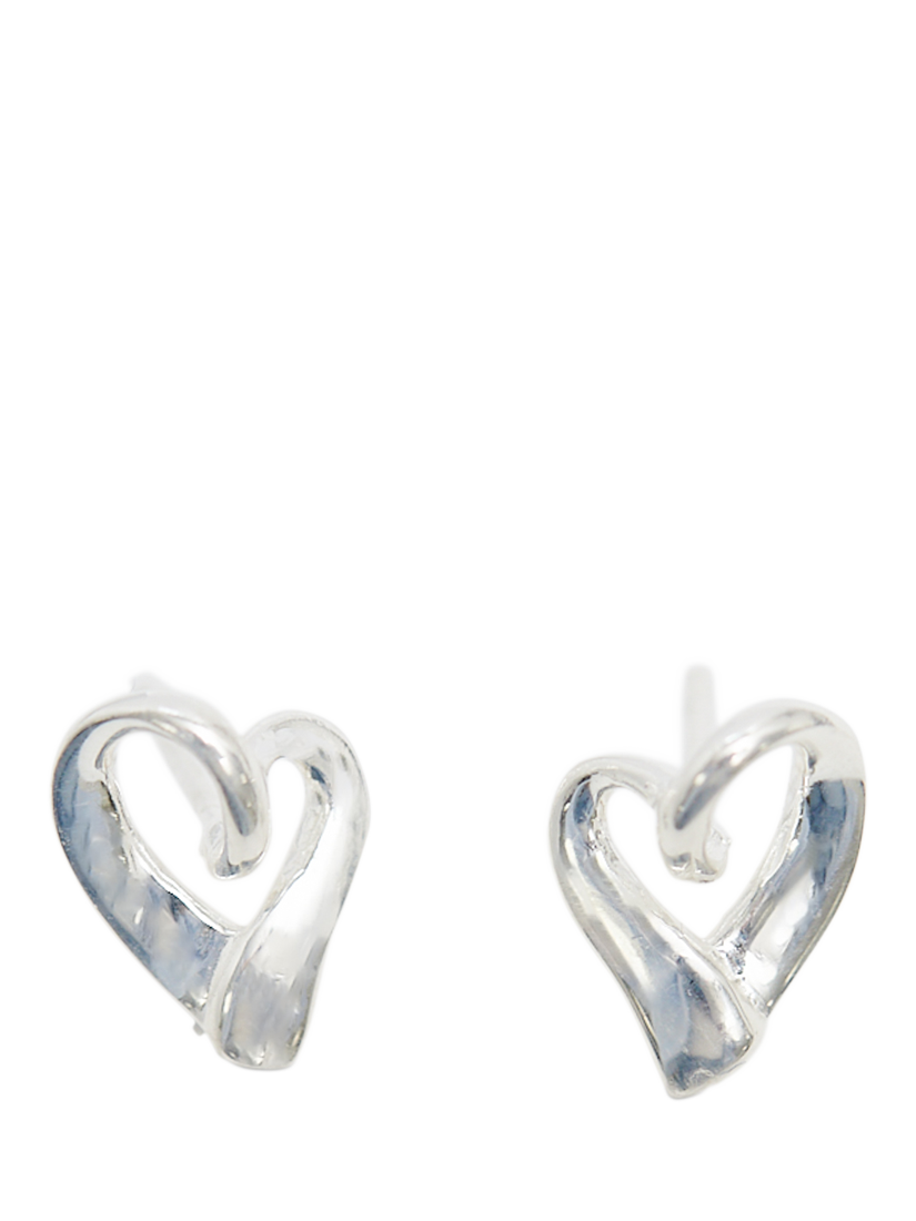Product image 1 of 3, which shows Simply Silver Polished Tapered Heart Earrings, Silver