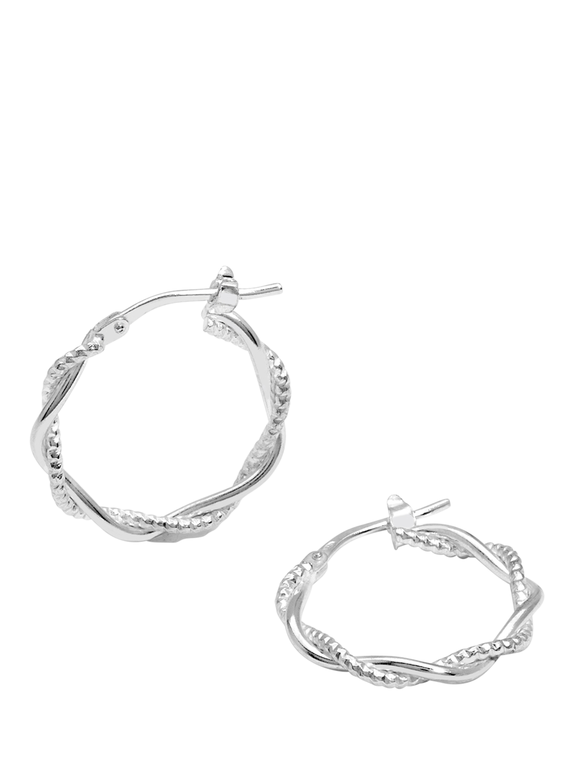 Product image 1 of 4, which shows Simply Silver Twist Hoop Earrings, Silver