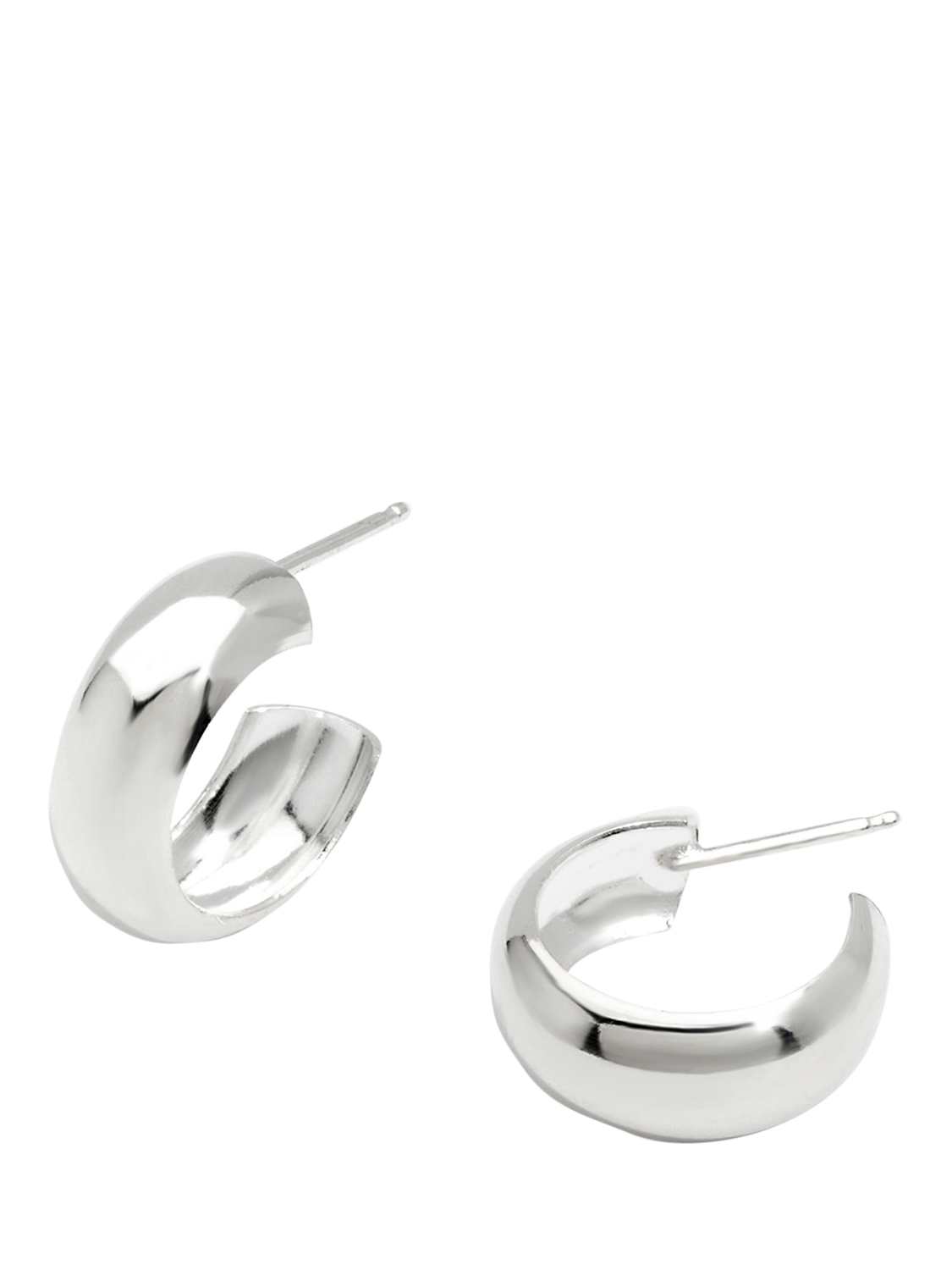 Product image 1 of 3, which shows Simply Silver Wide Polished Hoop Earrings, Silver