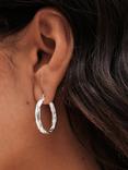 Simply Silver Textured Woven Hoop Earrings, Silver