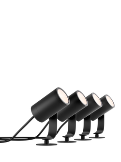 Philips Hue Lily Outdoor Spotlight Base Unit, Extension & x4 Lily Spotlights, Black, Black Black