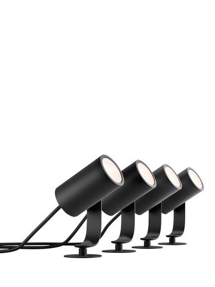 Philips Hue Lily Outdoor Spotlight Base Unit, Extension & x4 Lily Spotlights, Black, Black Black