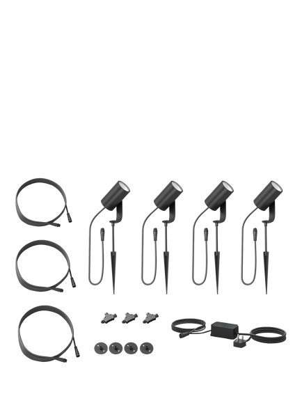 Philips Hue Lily Outdoor Spotlight Base Unit, Extension & x4 Lily Spotlights, Black - view 2, Black Black