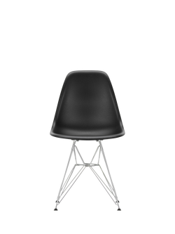 Vitra Eames RE DSR Recycled Plastic Chair, Chrome Legs, Black