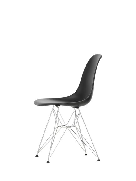 Vitra Eames RE DSR Recycled Plastic Chair, Chrome Legs - view 2, Black