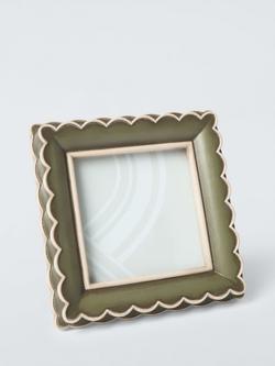 John Lewis Multi Scallop Hand Painted Photo Frame, 4 x 4" (10 x 10cm), Green