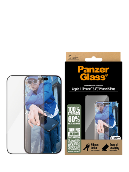 PanzerGlass Ultra-Wide Fit Screen Protector for iPhone 16 Plus / iPhone 15 Plus - view 2, 