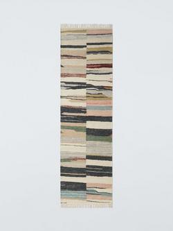 John Lewis Abstract Stripe Wool Rich Rug, Multi, Runner, L240 x W70cm, Multi