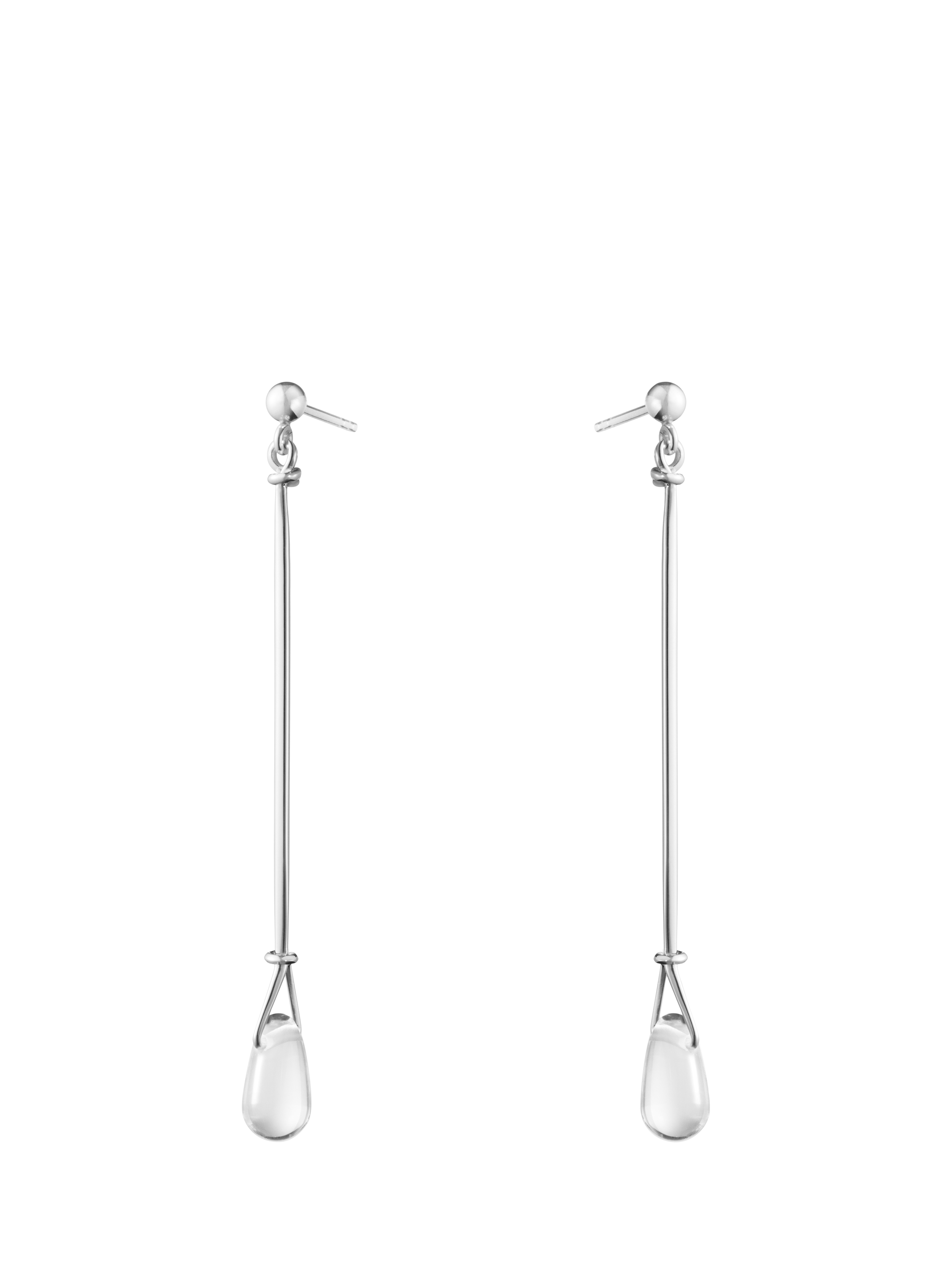Product image 1 of 1, which shows Georg Jensen Vivianna Torun Teardrop Gemstone Long Drop Earrings, Silver/Rock Crystal