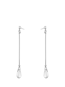 Georg Jensen Vivianna Torun Teardrop Gemstone Long Drop Earrings, Sterling Silver/Rock Crystal