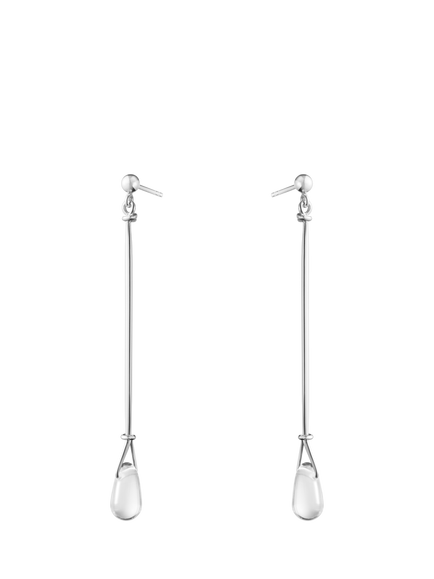 Georg Jensen Vivianna Torun Teardrop Gemstone Long Drop Earrings, Sterling Silver/Rock Crystal