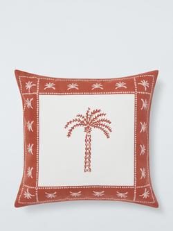 John Lewis Palm Border Indoor/Outdoor Cushion, Cayenne, Ceyenne