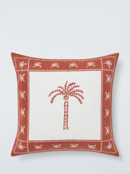 John Lewis Palm Border Indoor/Outdoor Cushion, Cayenne, Ceyenne