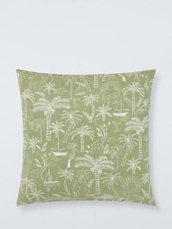 John Lewis Tropical Palms Indoor/Outdoor Cushion, Pistachio, Pistachio