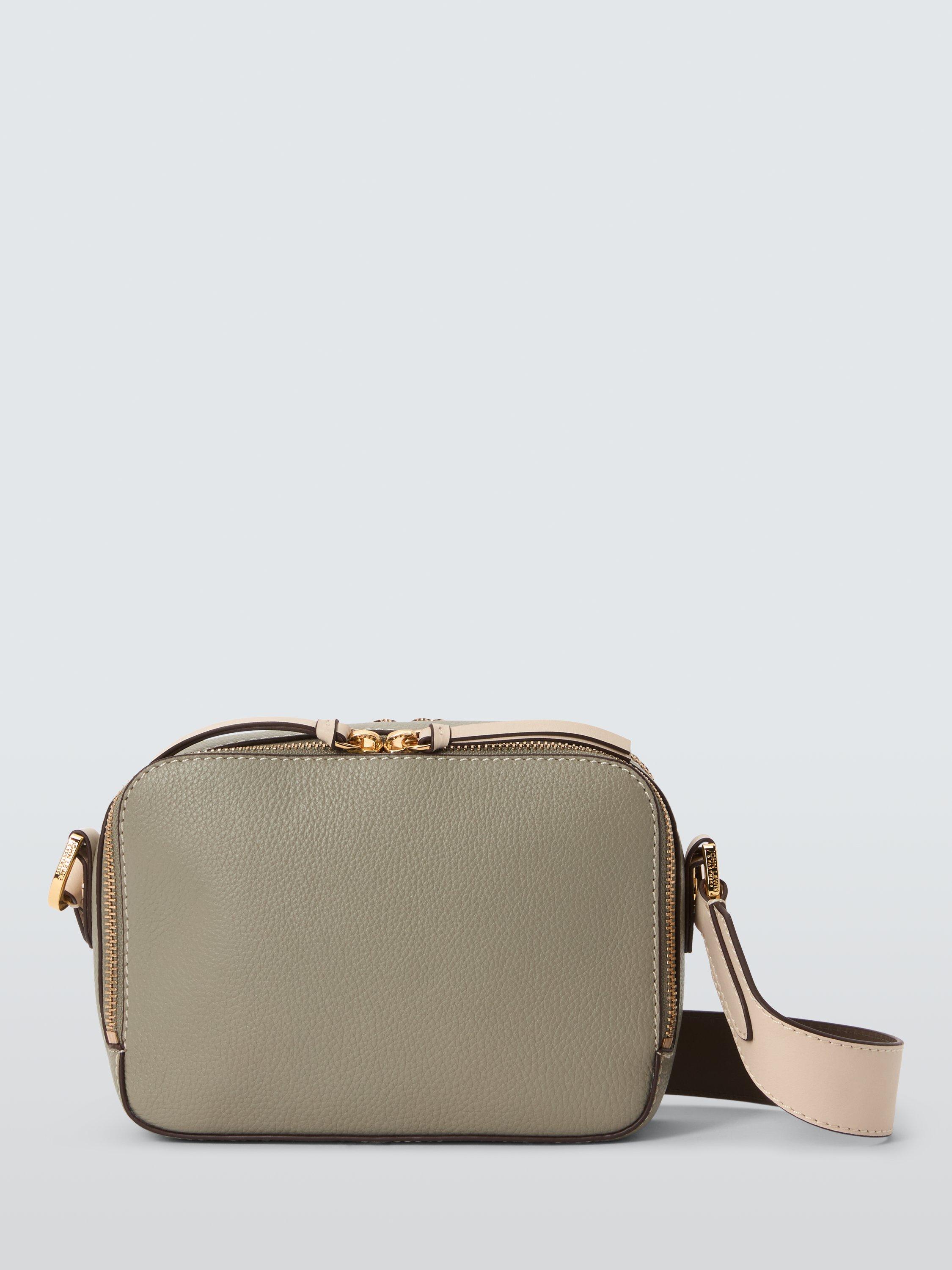 Product image 1 of 6, which shows John Lewis Leather Crossbody Camera Bag, Light Green