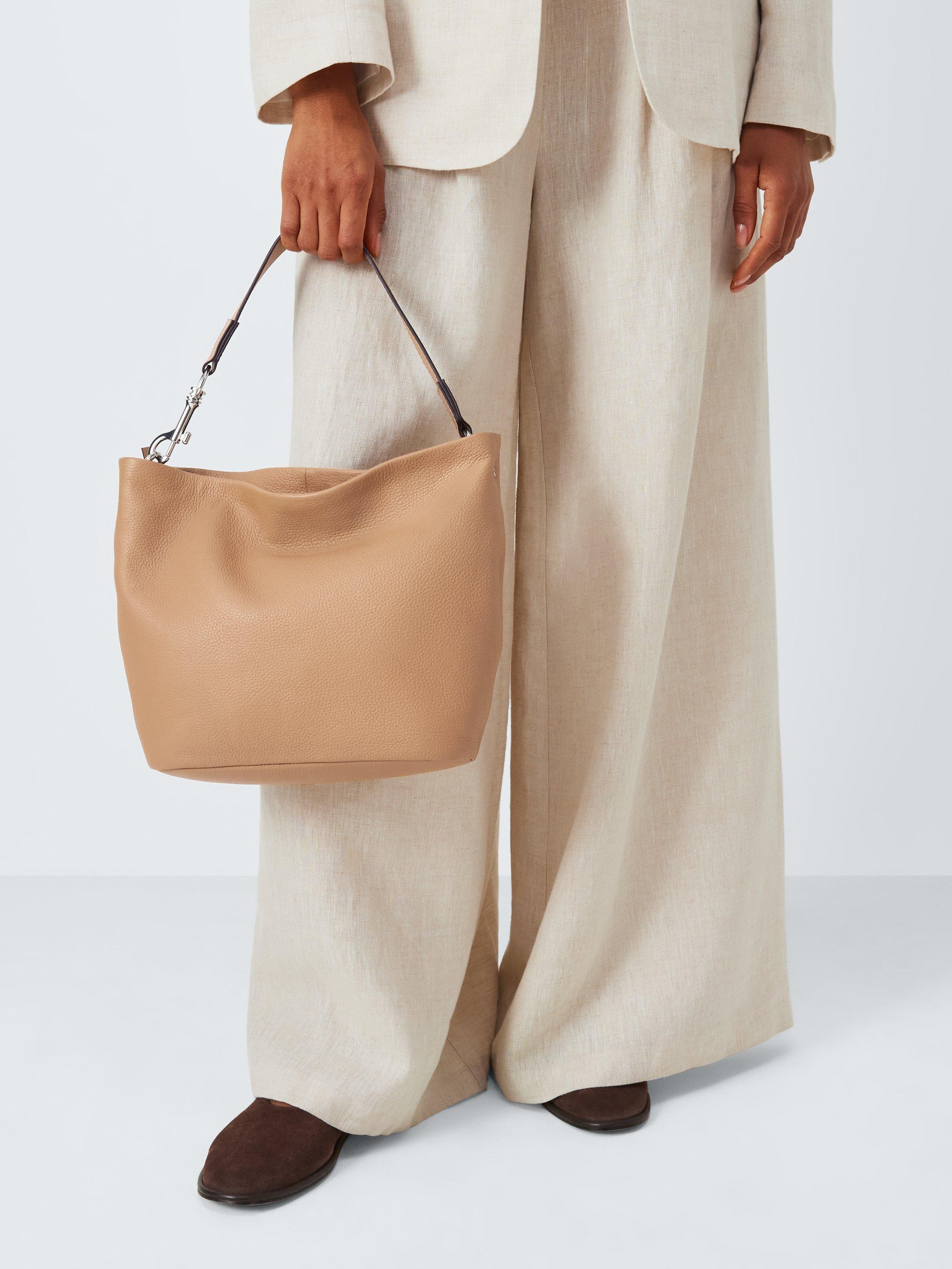 Product image 6 of 7, which shows John Lewis Fringe Strap Medium Leather Bag, Camel