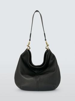 John Lewis Oversized Leather Hobo Shoulder Bag, Black