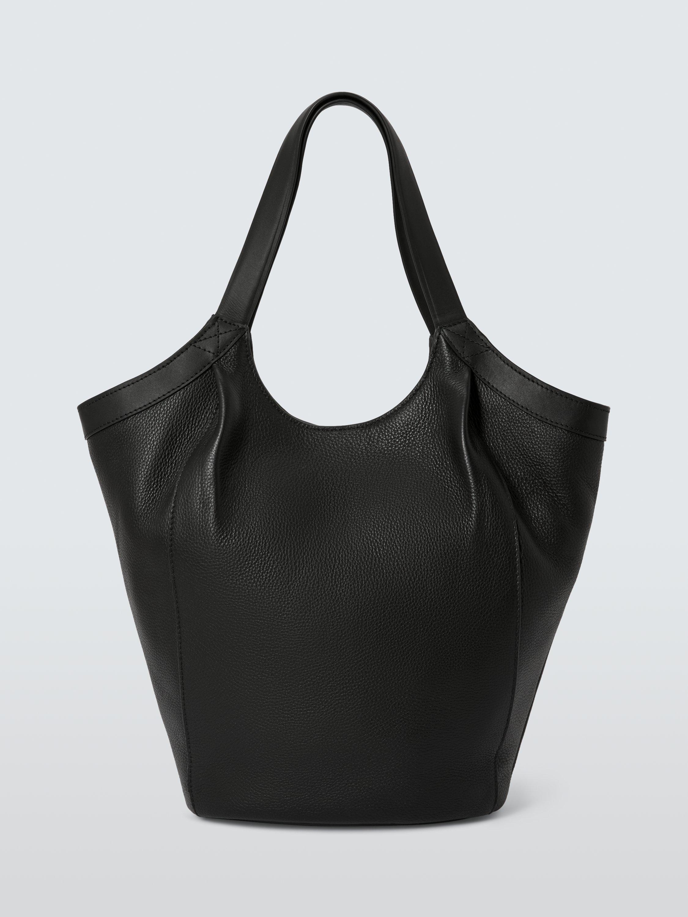 Product image 1 of 6, which shows John Lewis Luxe Leather North South Hobo Bag, Black