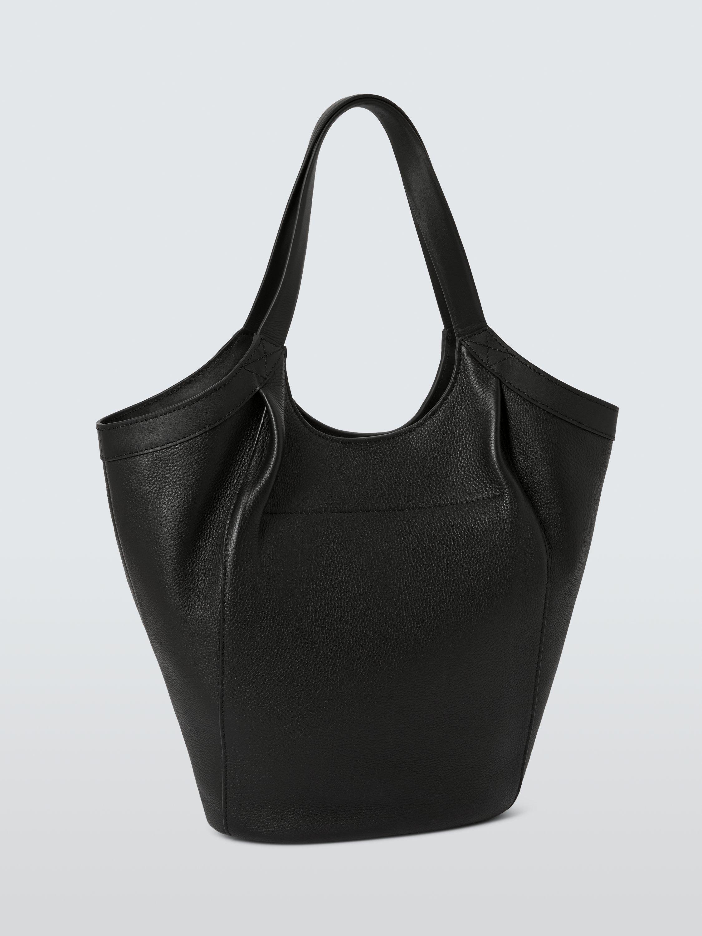 Product image 3 of 6, which shows John Lewis Luxe Leather North South Hobo Bag, Black