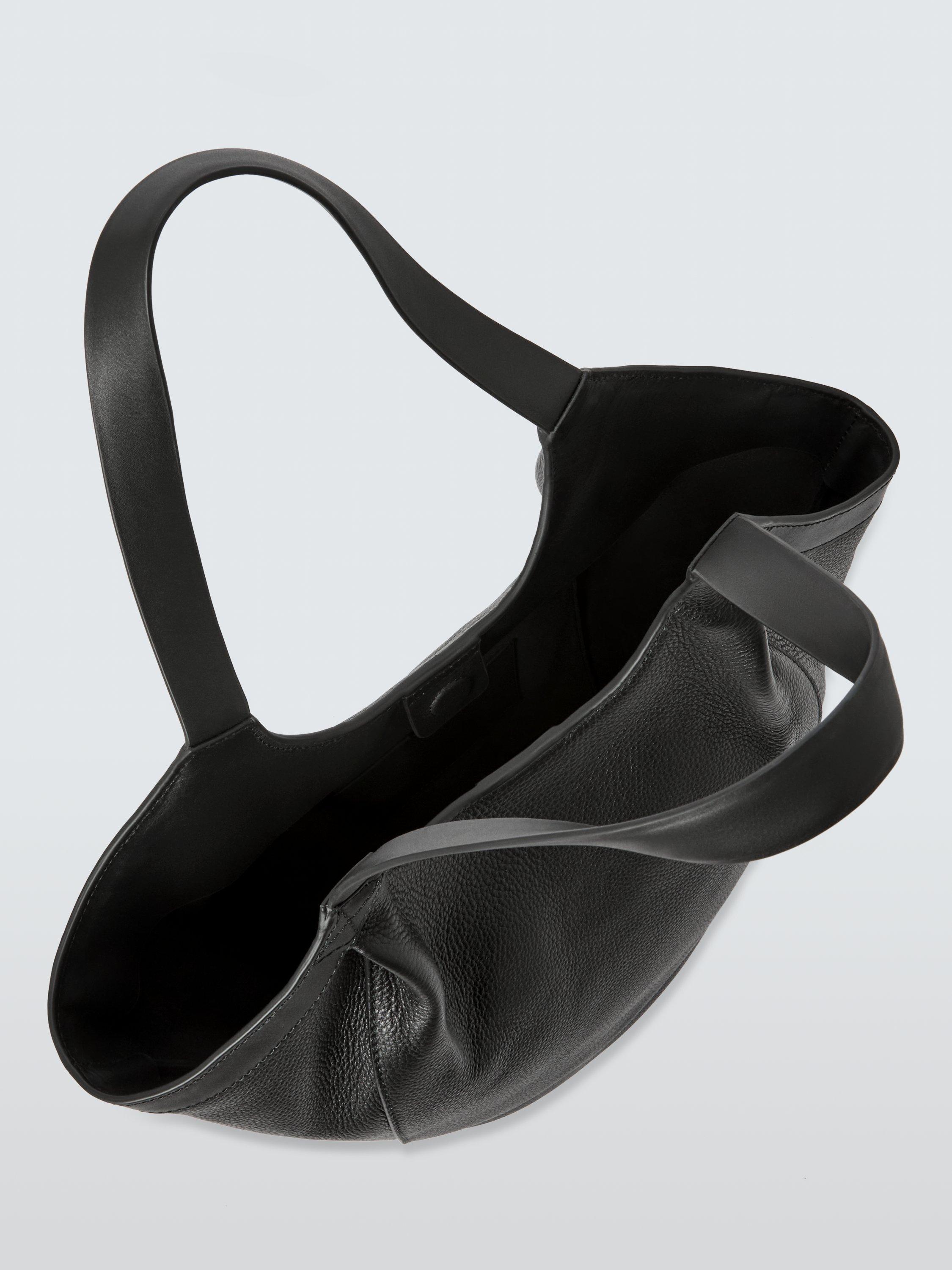 Product image 4 of 6, which shows John Lewis Luxe Leather North South Hobo Bag, Black