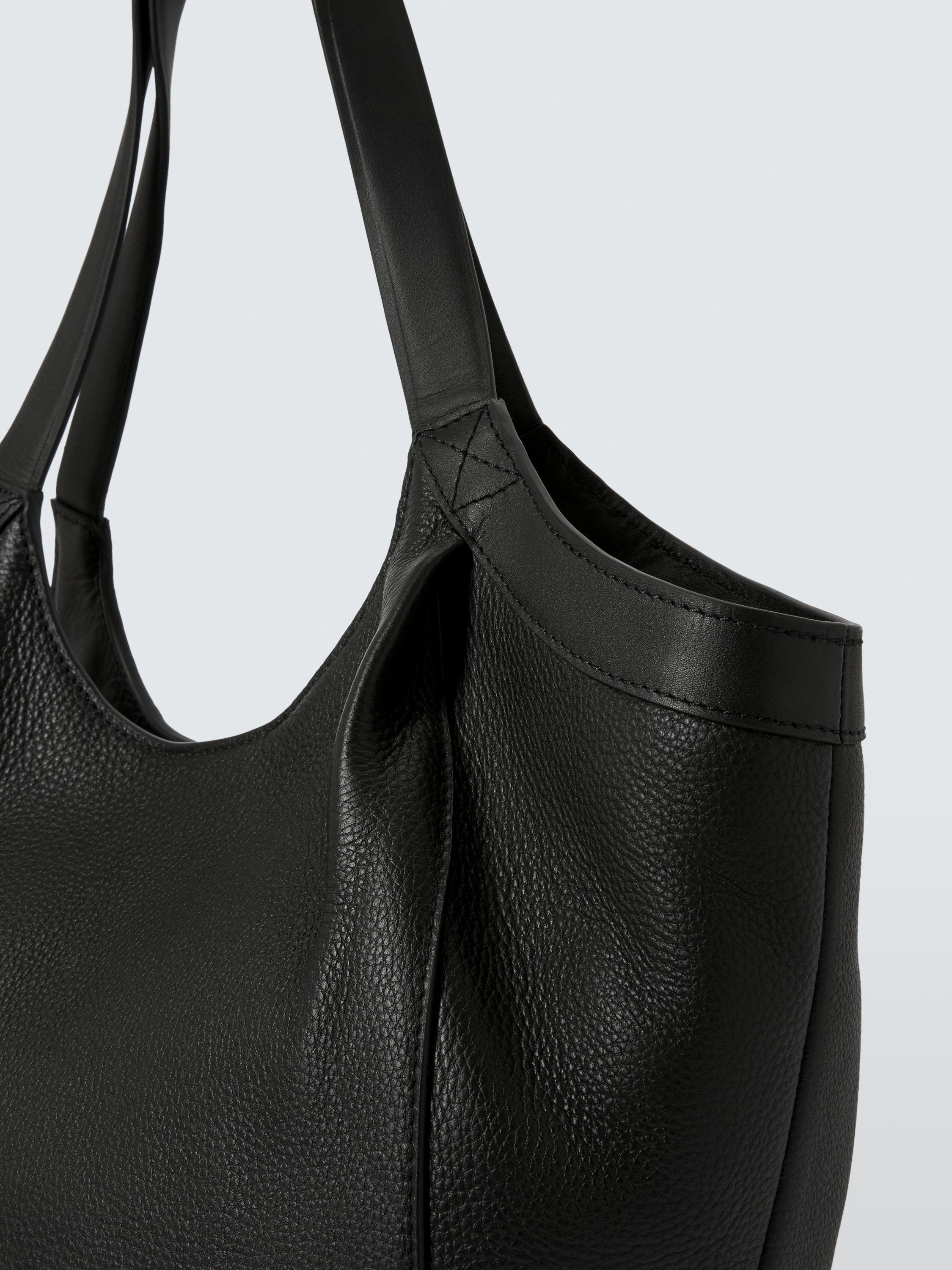 Product image 5 of 6, which shows John Lewis Luxe Leather North South Hobo Bag, Black