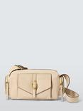 John Lewis Utility Zip Top Leather Shoulder Bag, Jet Stream