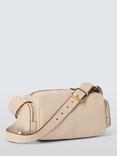 John Lewis Utility Zip Top Leather Shoulder Bag, Jet Stream