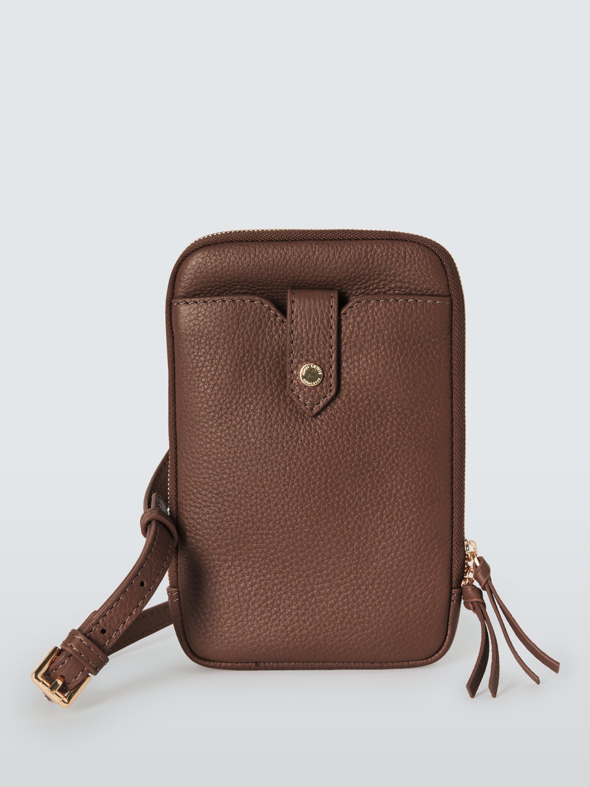 Product image 1 of 6, which shows John Lewis Leather Zip Around Phone Cross Body Bag, Taupe