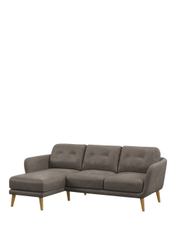 John Lewis Arlo LHF Chaise Leather Sofa, Light Leg, Demetra Grey