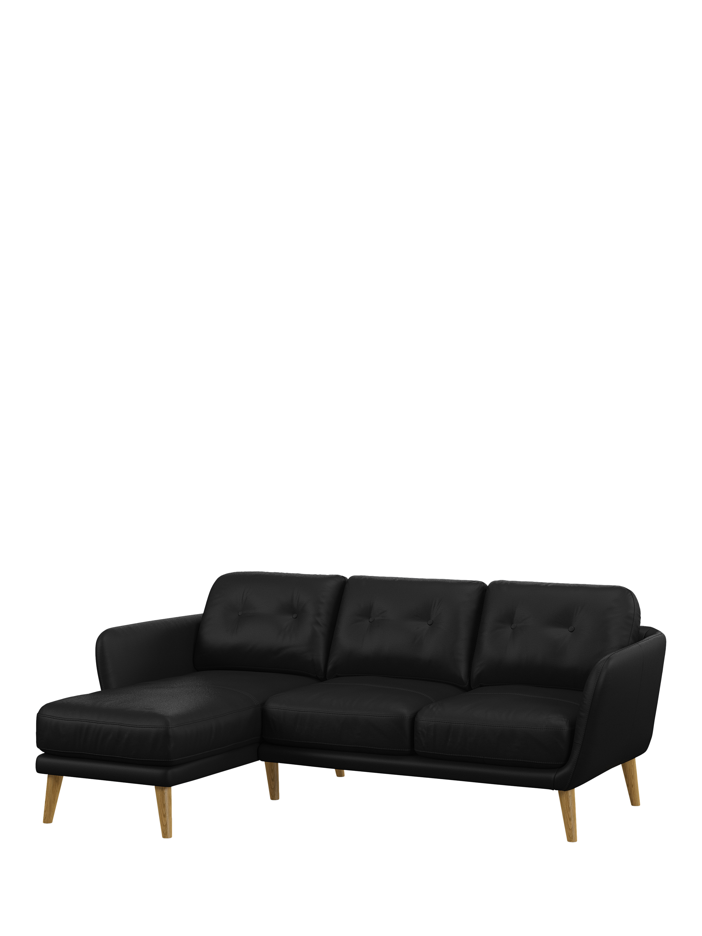 Arlo Range, John Lewis Arlo LHF Chaise Leather Sofa, Light Leg, Matt Black