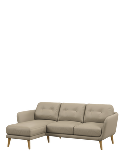 John Lewis Arlo LHF Chaise Leather Sofa, Light Leg, Matt Pearl