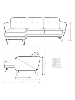 John Lewis Arlo LHF Chaise Leather Sofa, Light Leg - view 2, Matt Pearl