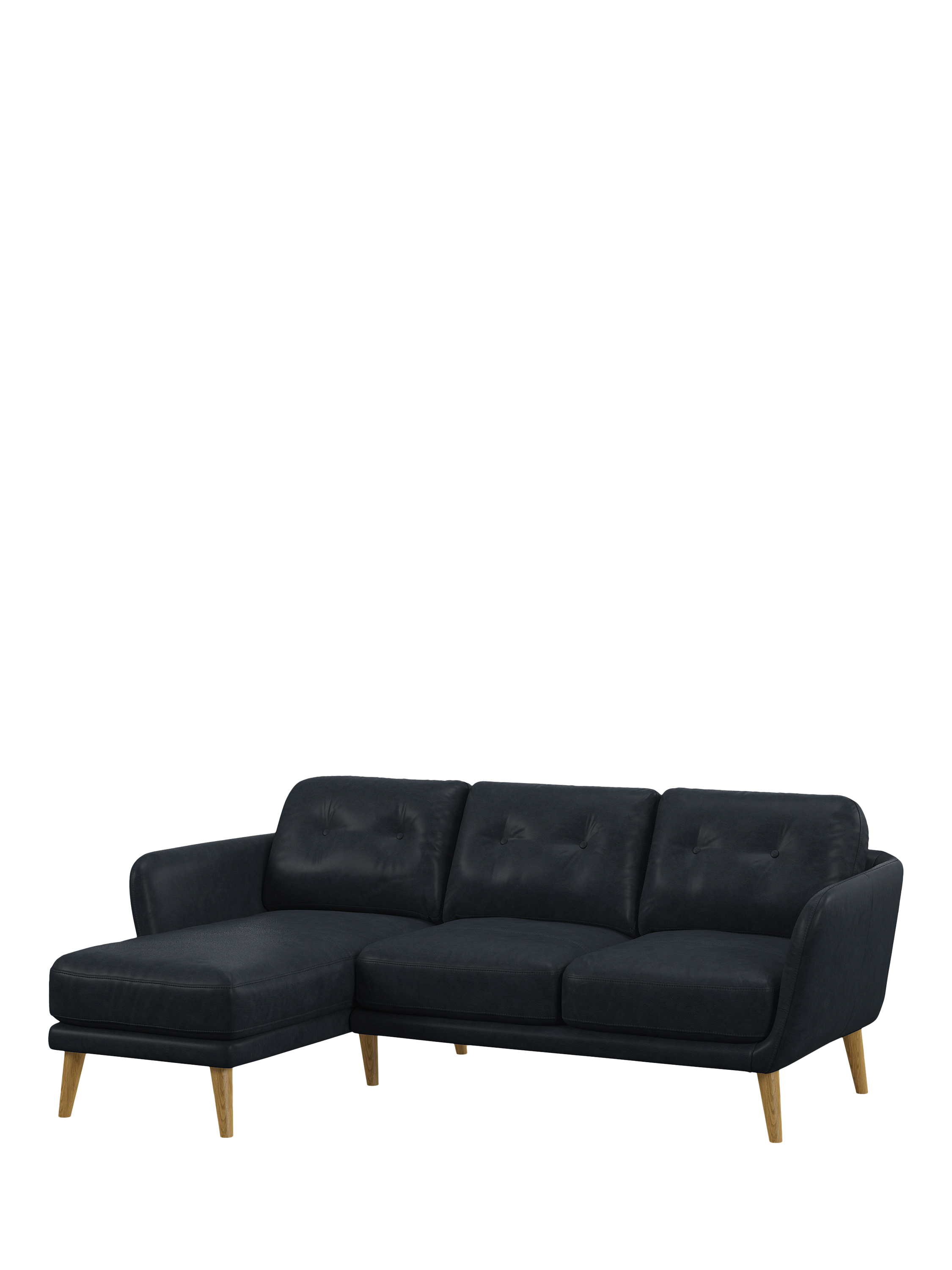 Arlo Range, John Lewis Arlo LHF Chaise Leather Sofa, Light Leg, Vintage Jeans