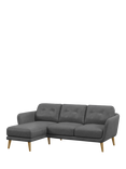 John Lewis Arlo LHF Chaise Leather Sofa, Light Leg, Vintage Shadow