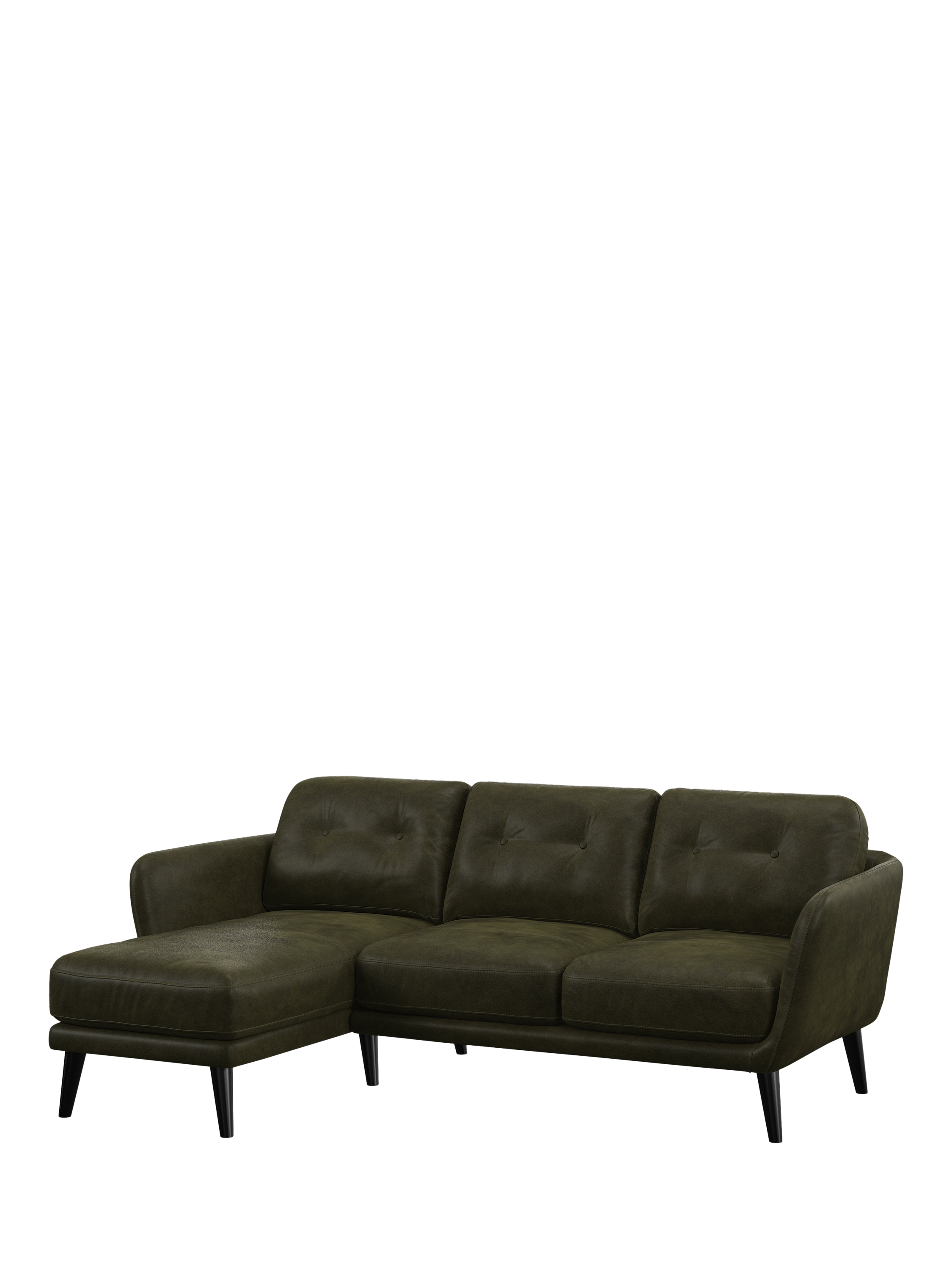Arlo Range, John Lewis Arlo LHF Chaise Leather Sofa, Dark Leg, Demetra Green