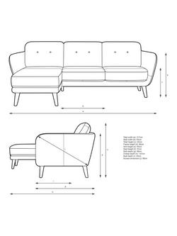 John Lewis Arlo LHF Chaise Leather Sofa, Dark Leg - view 2, Demetra Green
