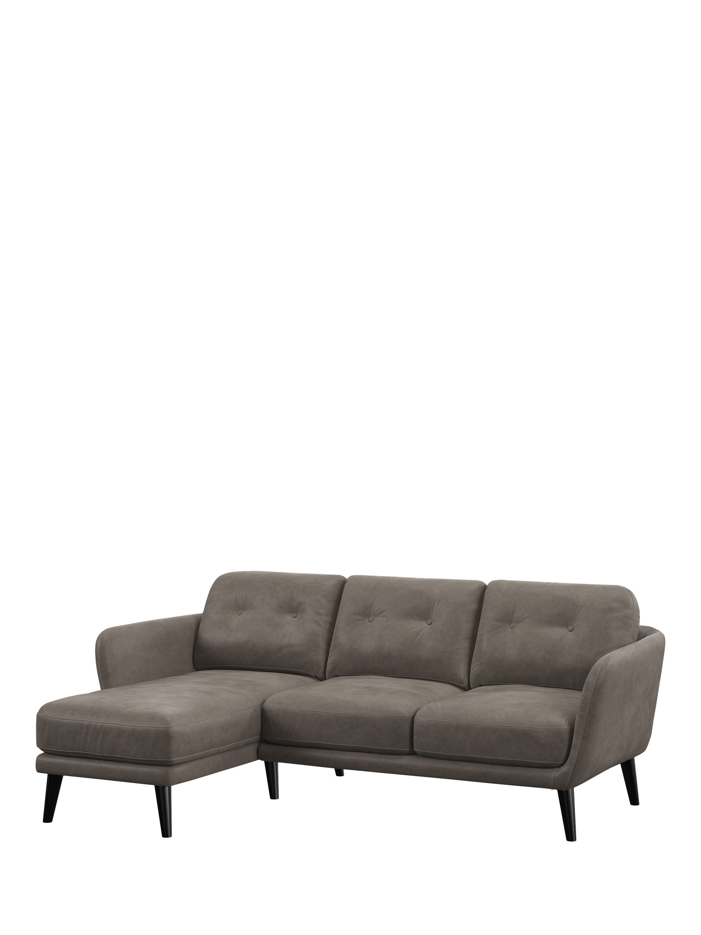 Arlo Range, John Lewis Arlo LHF Chaise Leather Sofa, Dark Leg, Demetra Grey