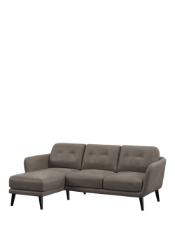 John Lewis Arlo LHF Chaise Leather Sofa, Dark Leg, Demetra Grey